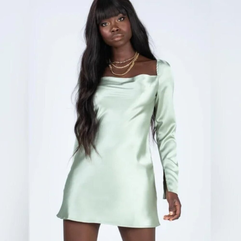 Princess Polly Sage Long Sleeve Dress